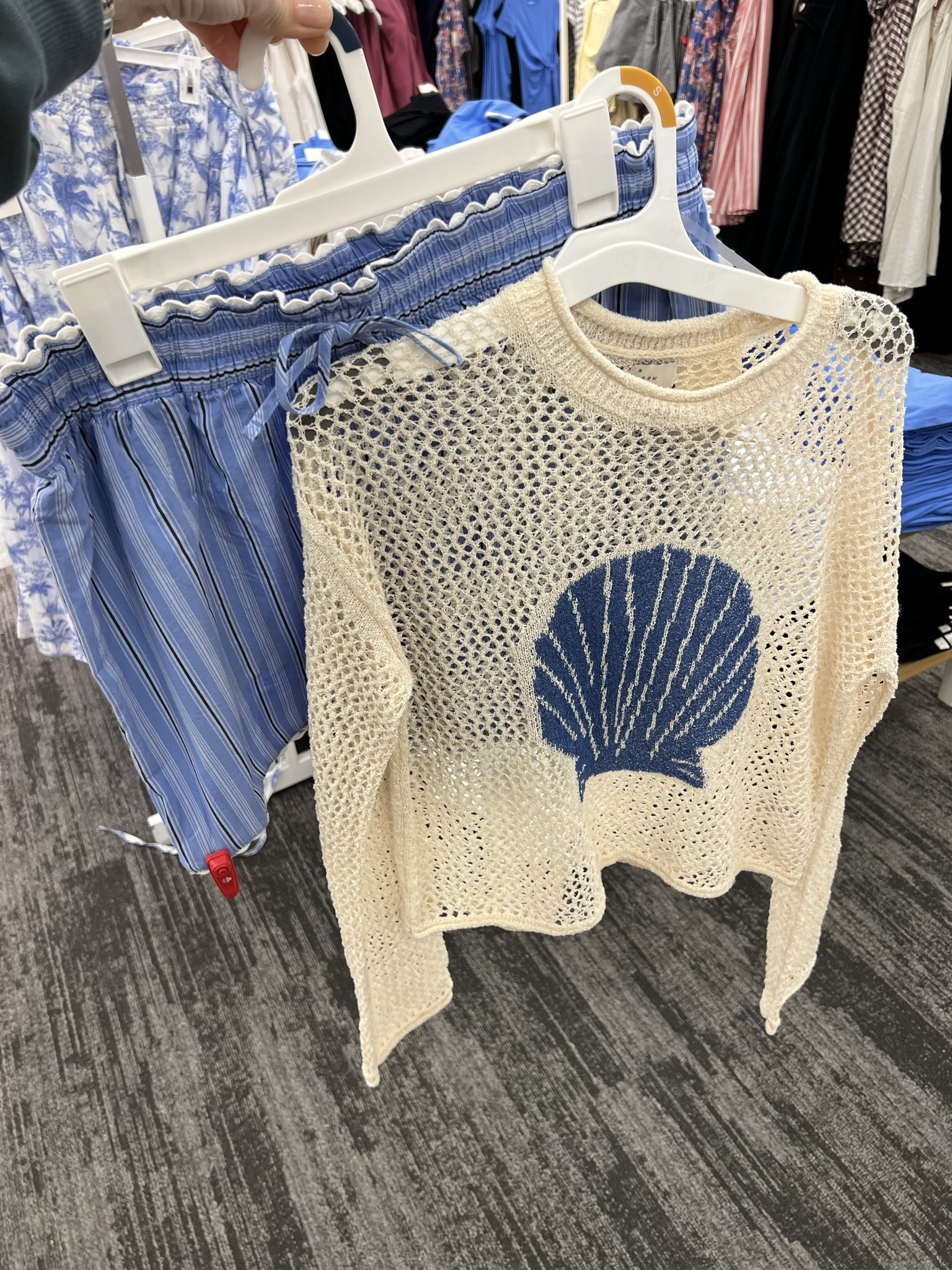 Target seashell openwork for crochet sweater and poplin pull on shorts. Sweater is in store only. #targetstyle 

#LTKSaleAlert