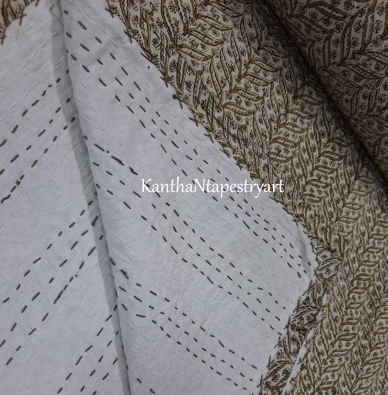 Indian Kantha Quilt, Kantha Bed Cover Bedspread, Boho Bedding, Twin Kantha Quilt, King Size Beddi... | Etsy (US)