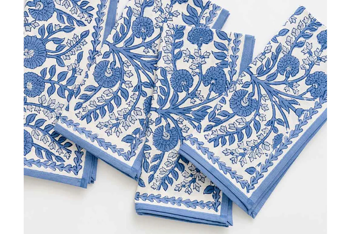 Cactus Flower Blue Napkin | Lucy's Market