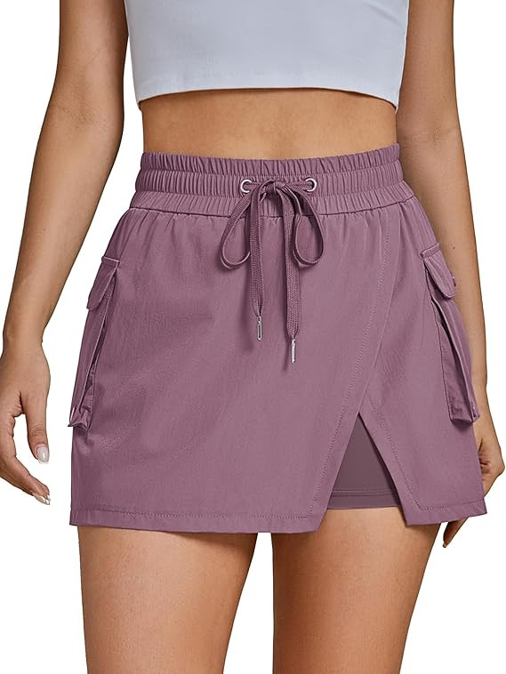 luvamia Tennis Skorts for Woman High Waisted Athletic Cargo Pull On Elastic Waist Stretchy Wrap G... | Amazon (US)