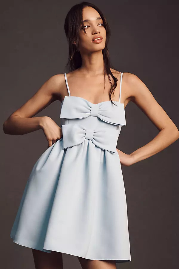 Sachin & Babi Sloane Taffeta Double-Bow Pleated Colorblock Mini Dress | Anthropologie (US)