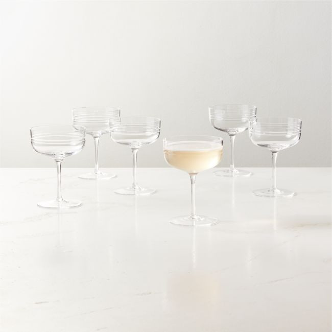 Noemie Etched Coupe Glass Set of 6 by goop | CB2