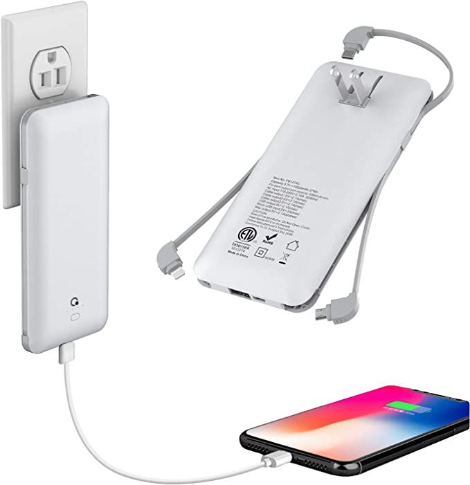 10000mAh Q Portable Charger, Ultra Slim USB C Power Bank, 4 Output Dual Input External Battery Pa... | Amazon (US)