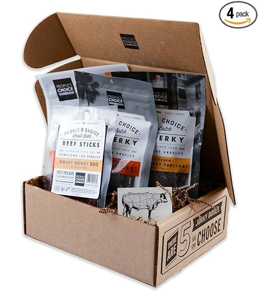 People's Choice Beef Jerky - Jerky Box - Sweet Tooth - Meat Snack Sampler Gift Basket - 4 Items | Amazon (US)