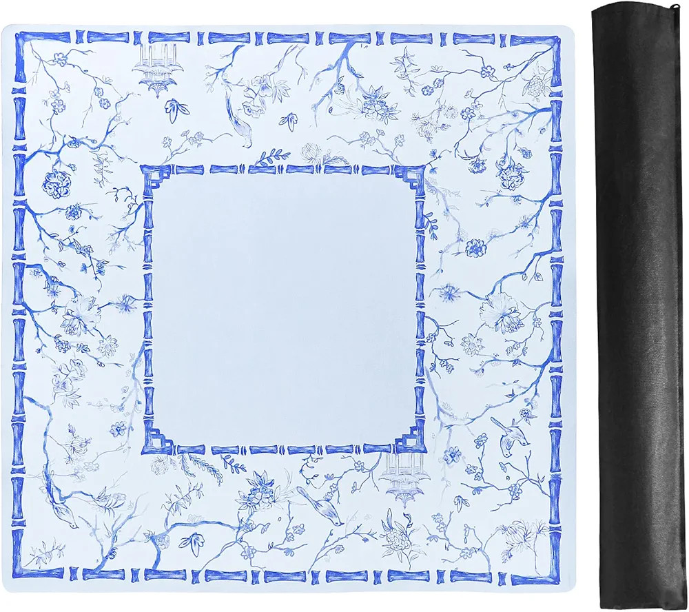 Large Blue Mahjong Mat (31.5” x 31.5”) with Black Carrying Bag, Anti-Slip, Noise-Reducing Tab... | Amazon (US)