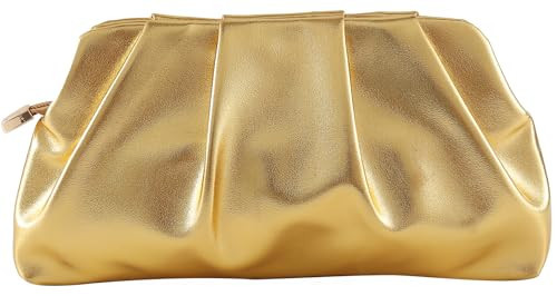 FanChris Evening Bag for Women Ruched Clutch Purse Detachable Metal Chain Crossbody Bag(gold) | Amazon (US)