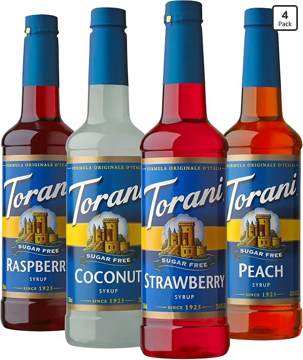 Torani Sugar Free Flavored Drink Syrup Soda Flavors Variety Pack, Raspberry, Coconut, Strawberry ... | Amazon (US)