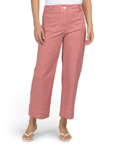 Printed Linen Blend Straight Leg Pants With Patch Pockets | Straight Leg | Marshalls | Marshalls