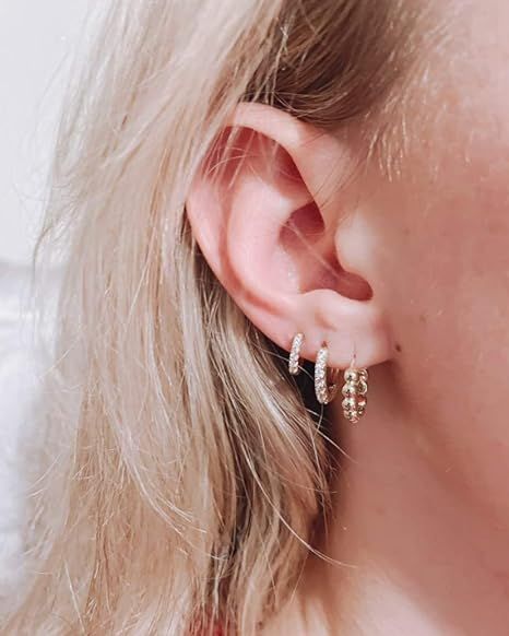 3 Pairs Small Huggie Hoop Earrings Set 14K Gold Hypoallergenic Lightweight Huggie Hoops Earrings ... | Amazon (CA)
