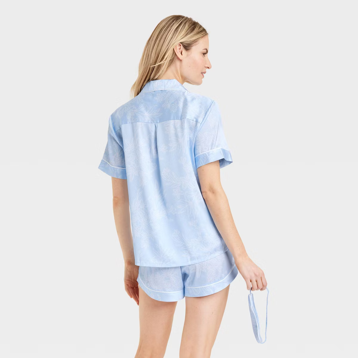 Women's 3pc Satin Short Sleeve Notch Collar Top and Shorts Pajama Set with Eye Mask - Stars Above... | Target