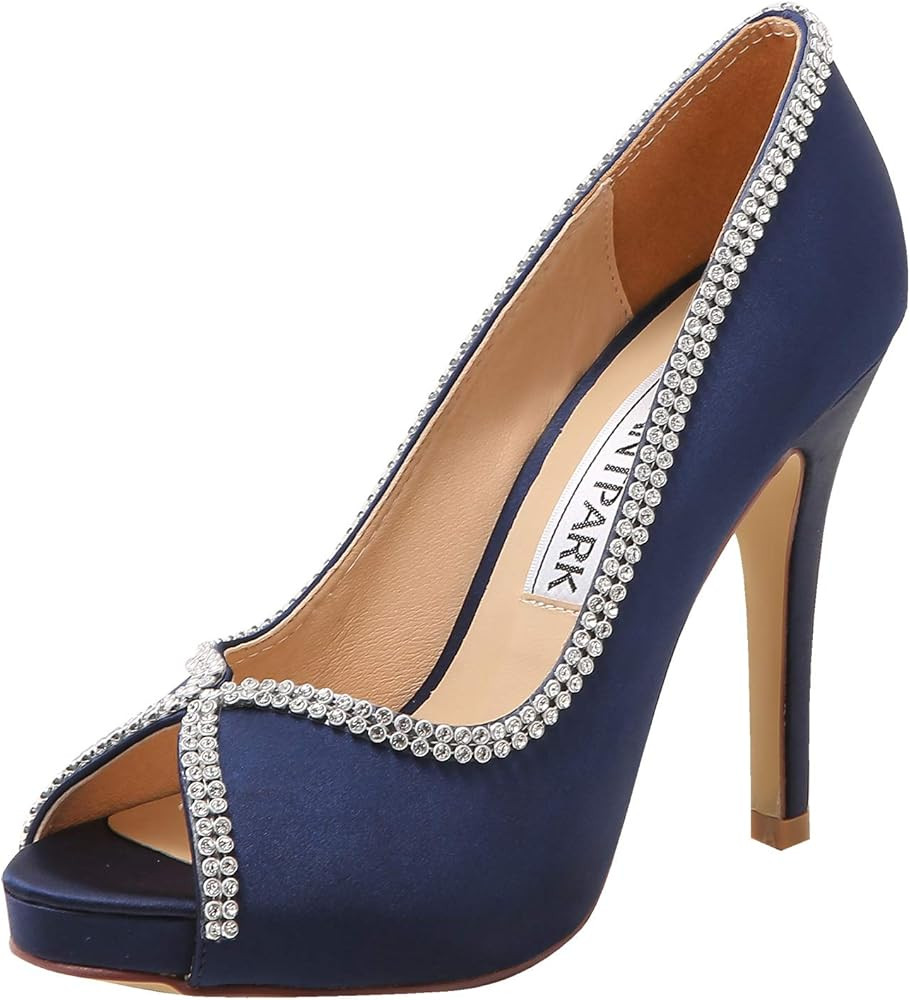 ELEGANTPARK EP11083 Women Pumps Peep Toe Rhinestones Platform High Heel Satin Evening Wedding Dre... | Amazon (US)