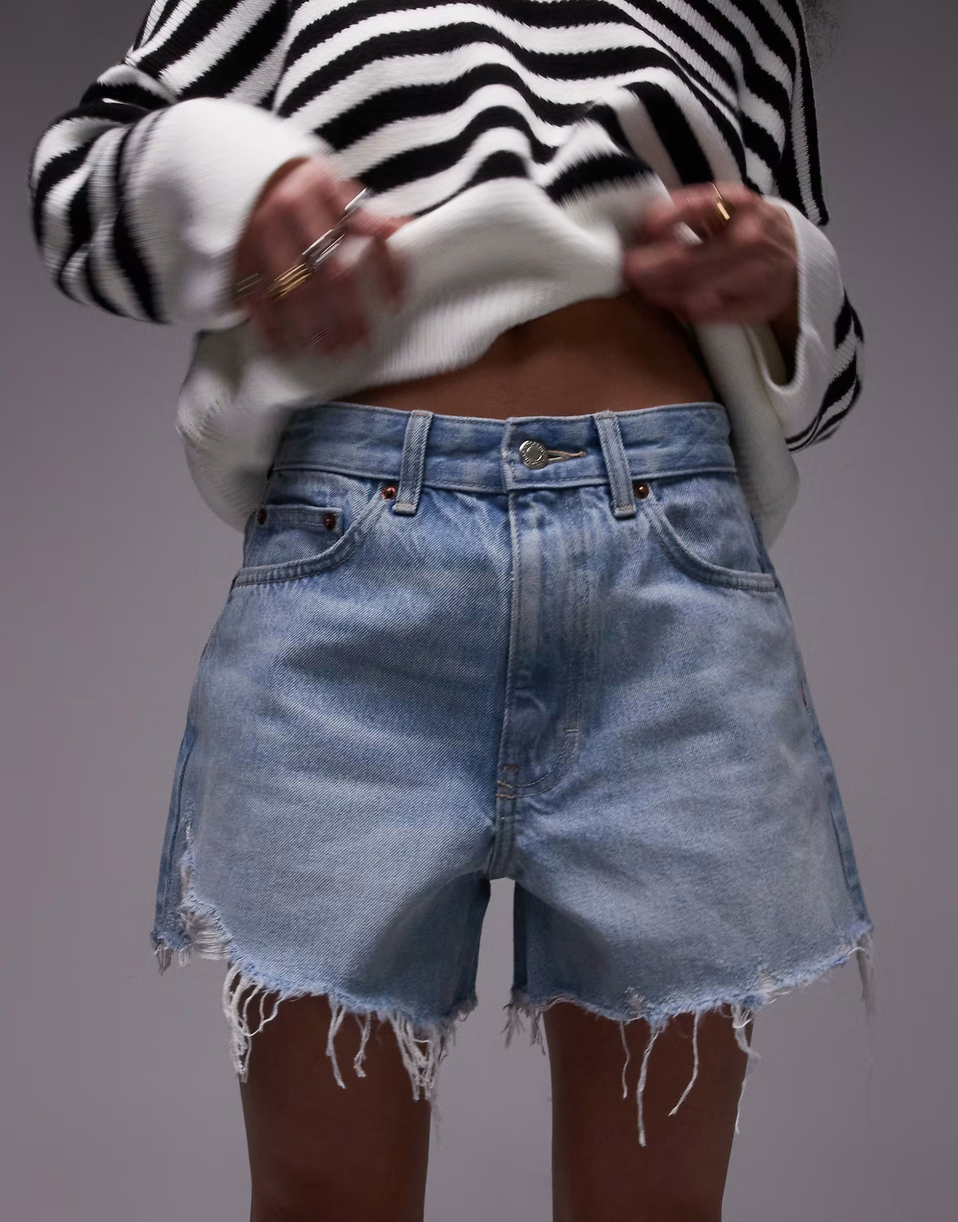 Topshop denim A line rip mom short in bleach | ASOS | ASOS (Global)