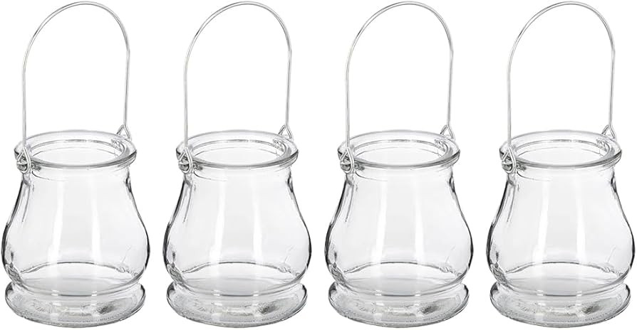4pcs Hanging Glass Tealight Holder:Clear Hanging Candle Holder Air Plant Succulent Vase Hanger fo... | Amazon (US)