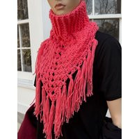 Triangle Granny Square Crochet Scarf Cowl - Pink Handmade Neck Warmer | Etsy (US)