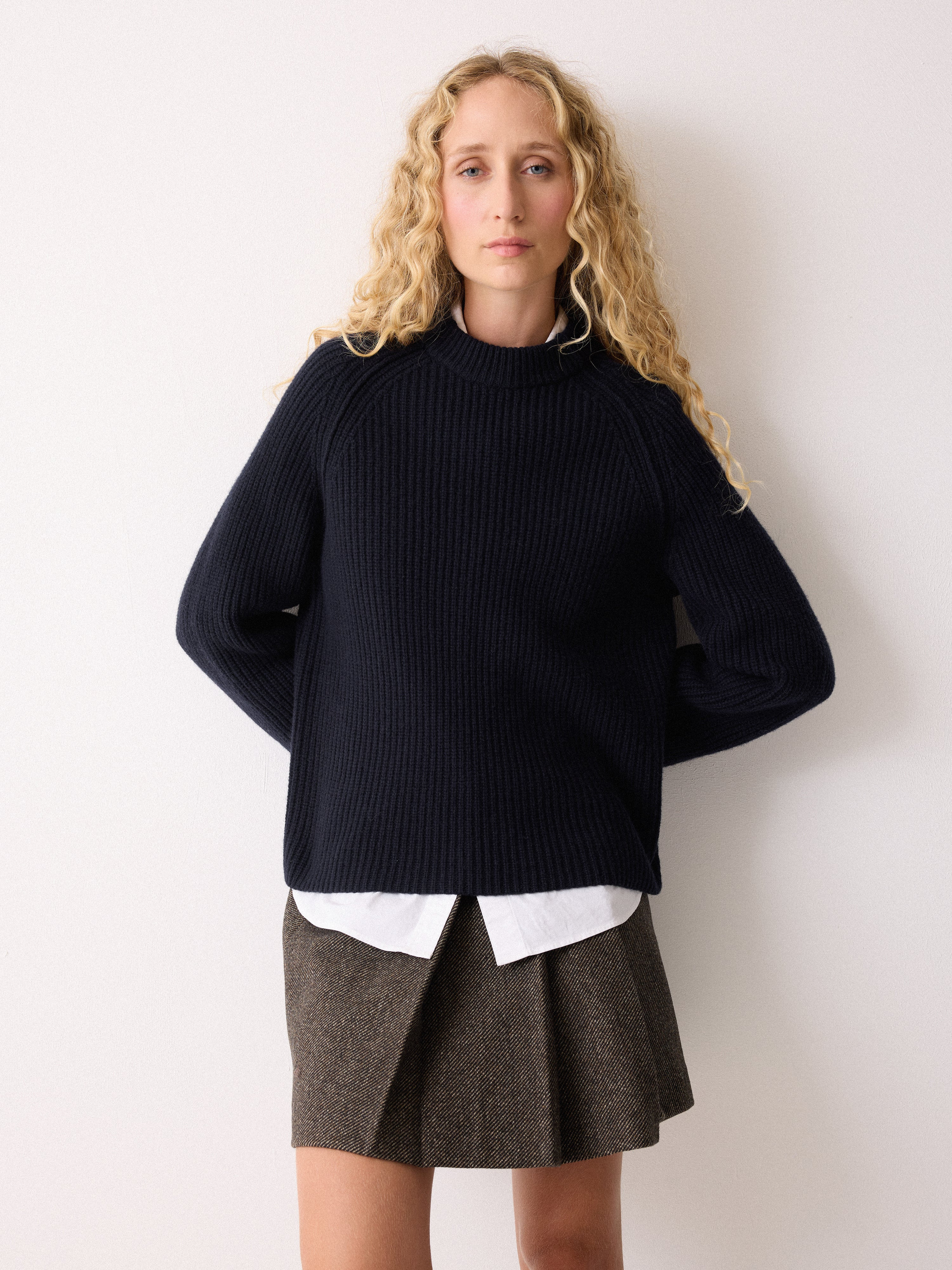 Fishermans Rib Crew Jumper | Navy | Jigsaw (UK)