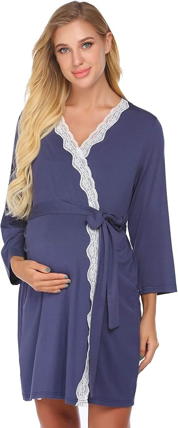 Ekouaer Maternity Robe Nursing Labor Delivery Gown Pregnancy Nightgown Breastfeeding Hospital Bat... | Amazon (US)
