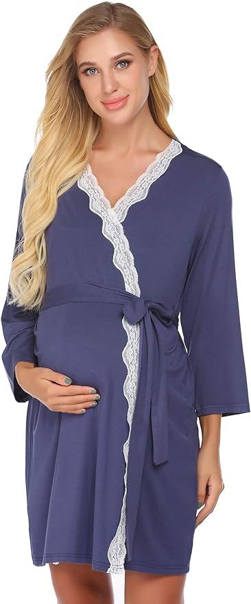 Ekouaer Maternity Robe Nursing Labor Delivery Gown Pregnancy Nightgown Breastfeeding Hospital Bat... | Amazon (US)