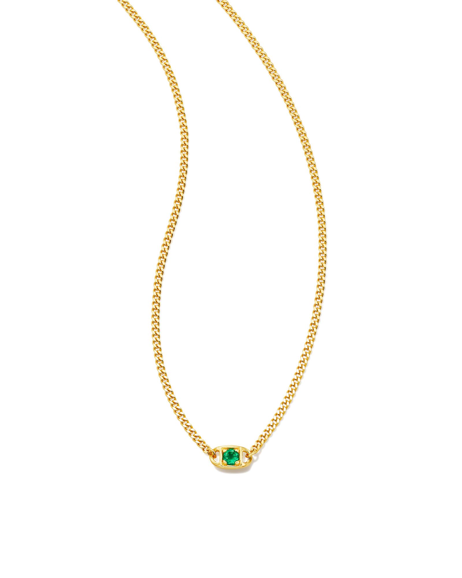 Delaney 18k Gold Vermeil Curb Chain Pendant Necklace in Green Onyx | Kendra Scott