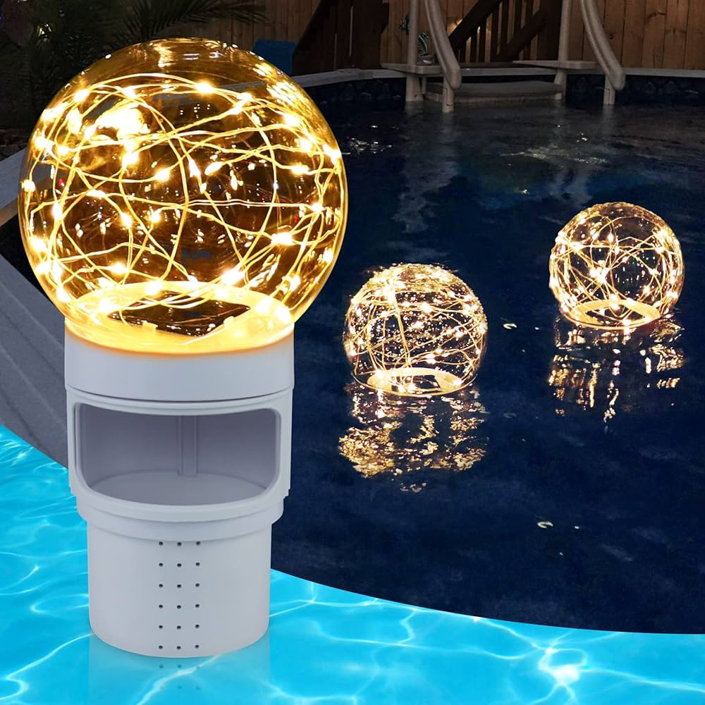 Pool Chlorine Floater with Solar Ball Light, Floating Chlorine Dispenser for 3'' Chlorine Tablets... | Amazon (US)