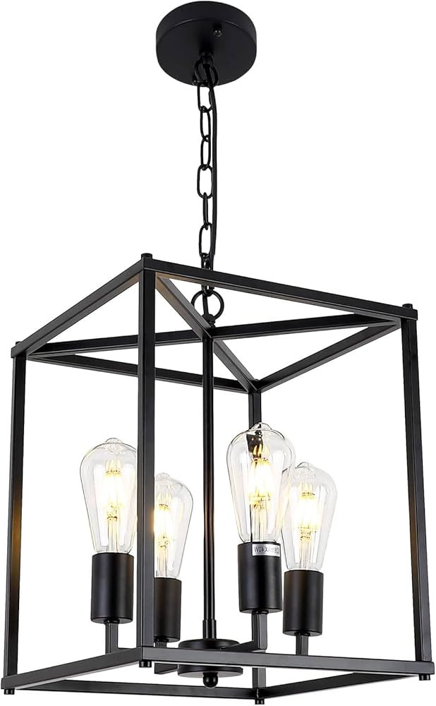 4-Light Black Farmhouse Chandelier Light Fixture Rustic Industrial Pendant Light Adjustable Metal... | Amazon (US)