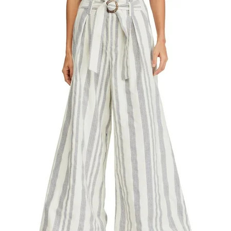 Free People Womens Striped Casual Wide Leg Pants White 4 | Walmart (US)