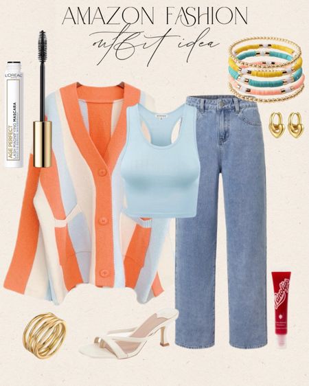 Loving this orange and pastel blue color combo! Amazon Easy layered outfit idea. #Founditonamazon #amazonfashion #inspire Amazon fashion outfit inspiration 

#LTKStyleTip #LTKSaleAlert #LTKSeasonal