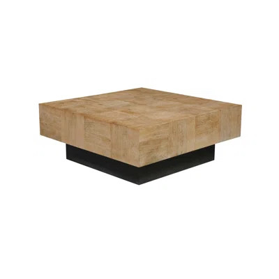 40" Brown and Black Solid Wood Square Block Coffee Table | Wayfair North America