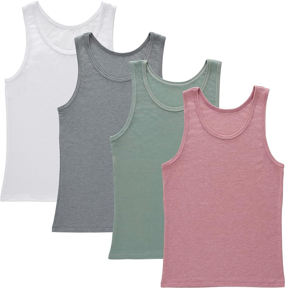 Hanes Girl's Originals Tank Pack, Supersoft Tank Top for Girls, Modal Stretch Rib Tanks, 4-Pack | Amazon (US)