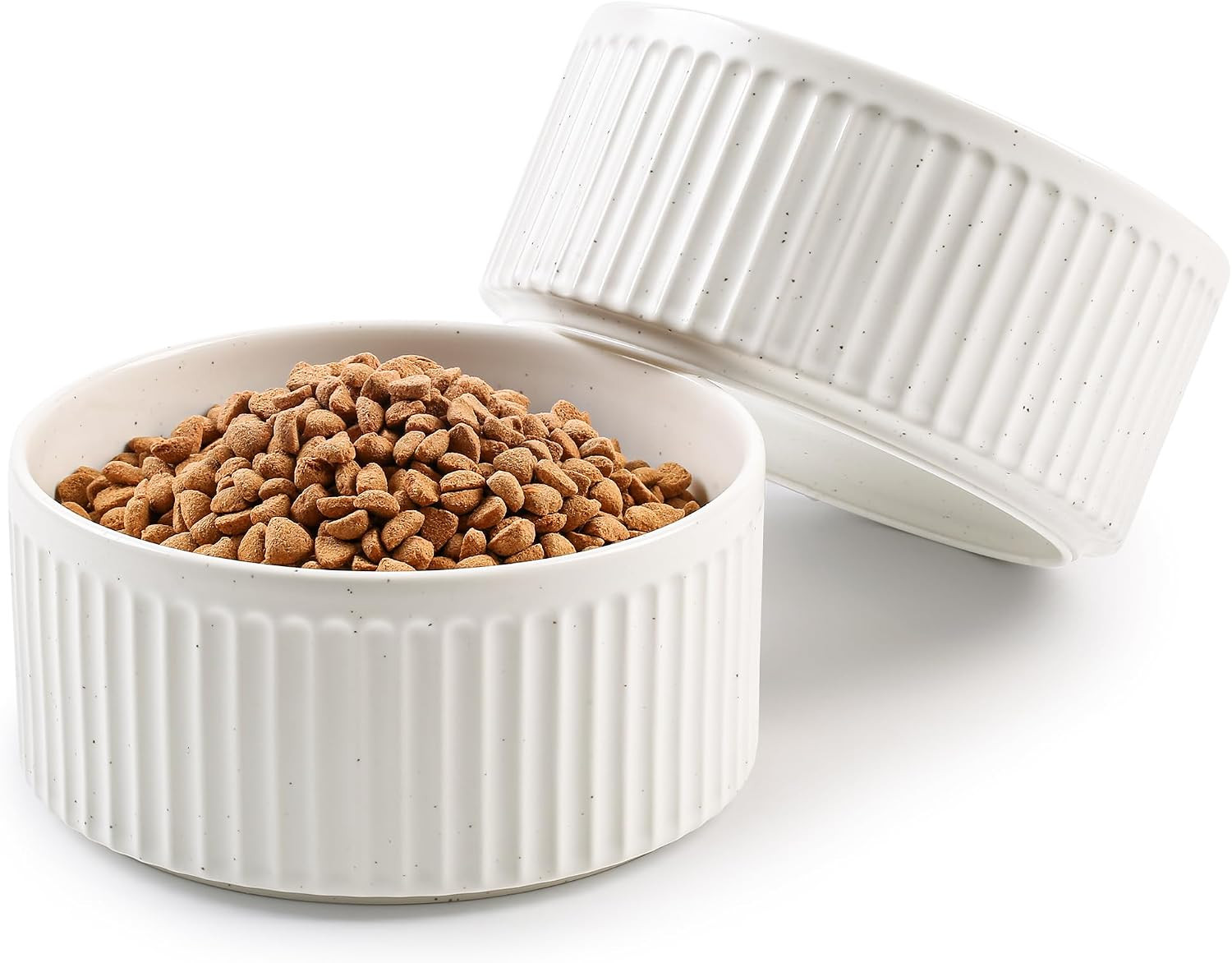 Non-Slip Ceramic Dog Bowls,8" Dog Food and Water Bowl Set with Silicone Base, 64oz/8cups Weighted Flip-Proof Pet Feeding Bowl for Medium and Large Dogs (Large,White) | Amazon (US)