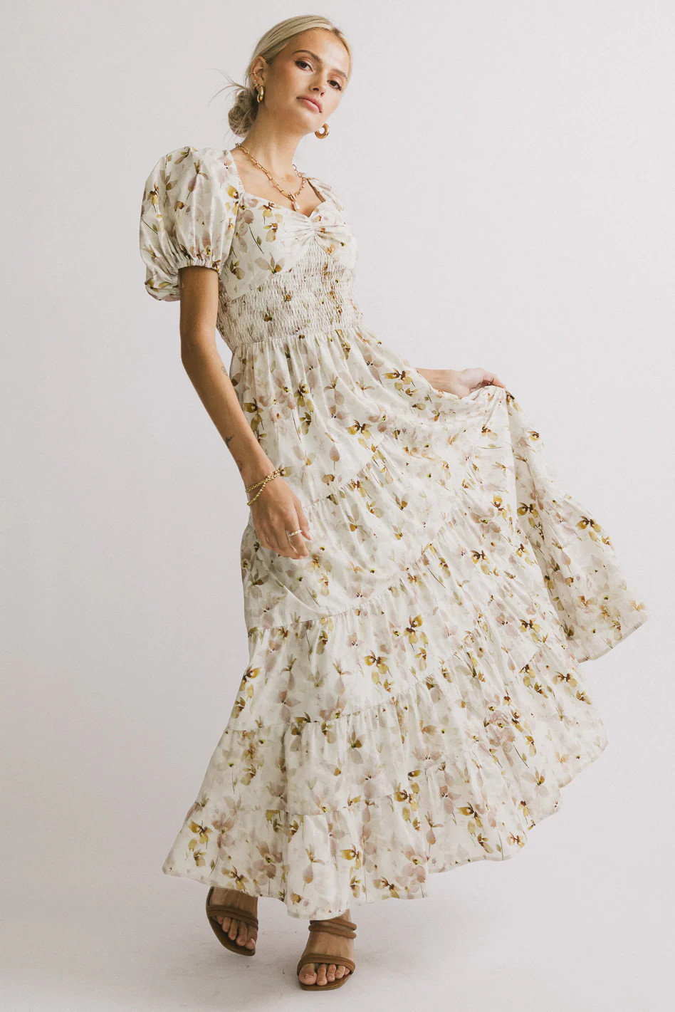 Robbie Floral Midi Dress in Mauve | Böhme US