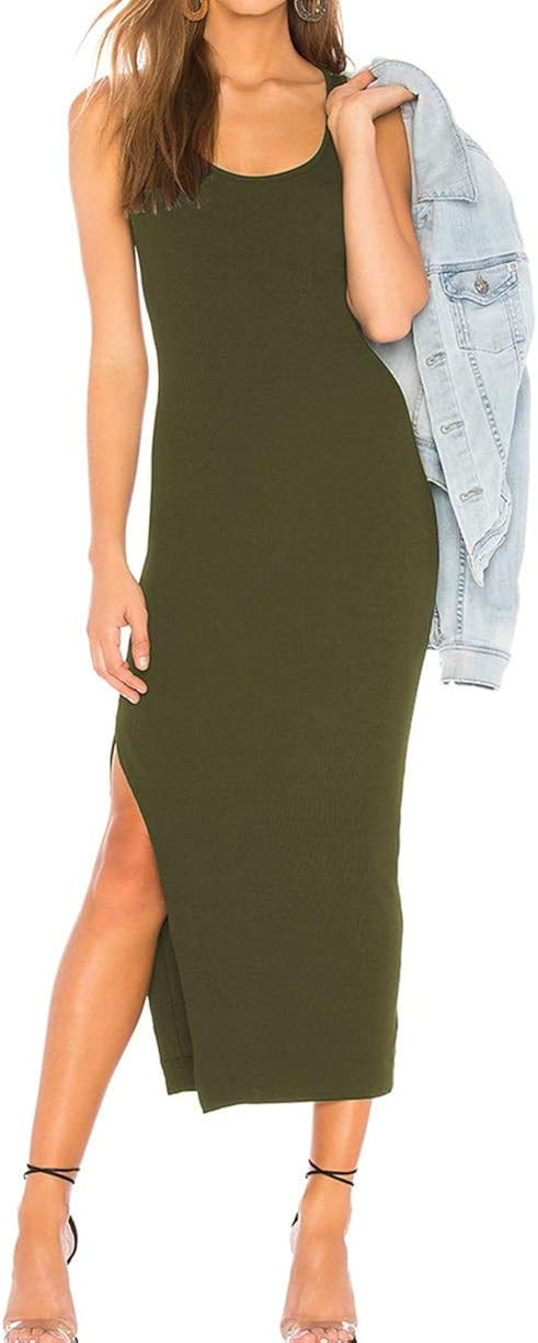 CMZ2005 Women Scoop Neck Sleeveless Dresses Causal Bodycon Tank Dress 71819 | Amazon (US)