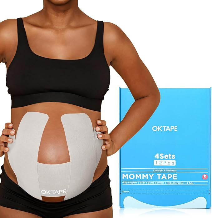 OK TAPE Pregnancy Belly Tape, Hypoallergenic Precut Belly Band Support, Relief Maternity Round Li... | Amazon (US)