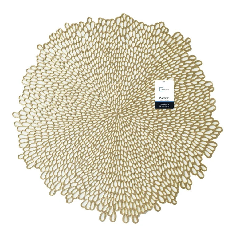 Mainstays Blossom Pressed Vinyl Table Placemat Gold 15.25" x 15.5" | Walmart (US)