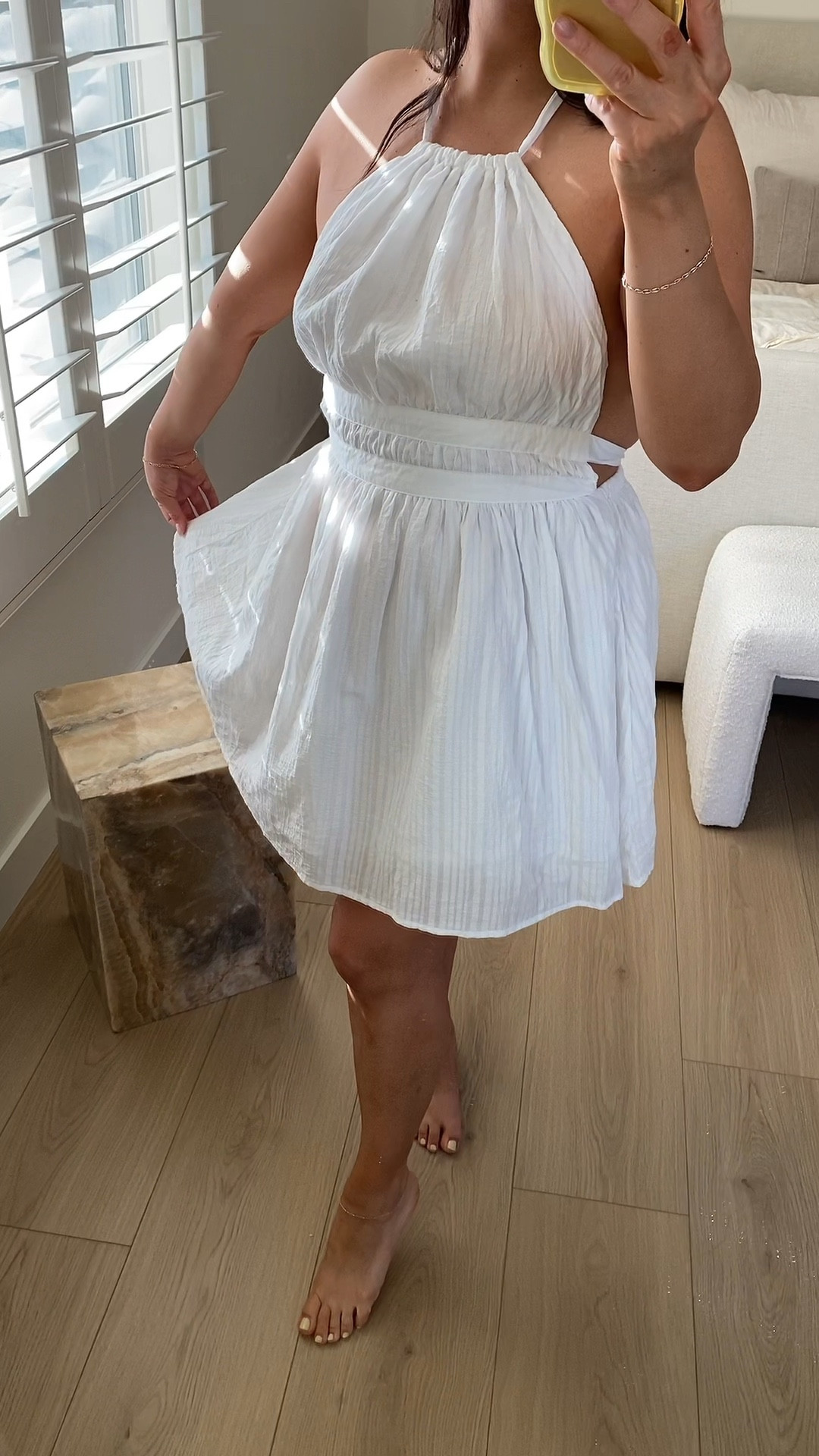 trying on a new white backless cotton dress for summer for my size M girlies 🤍🥥🕊️  

10000% keeping this!!! wearing size M

#LTKStyleTip #LTKFindsUnder50 #LTKMidsize