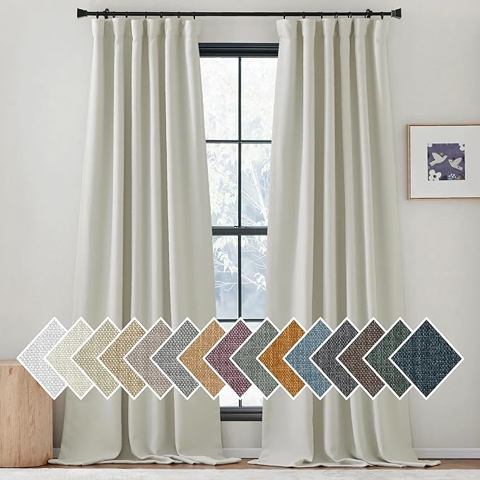 NICETOWN Room Darkening Curtains 84 inches Long Faux Linen for Bedroom 2 Panels, Pinch Pleated Li... | Amazon (US)