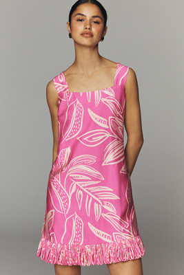 English Factory Fringed Square-Neck Mini Dress | Anthropologie (US)