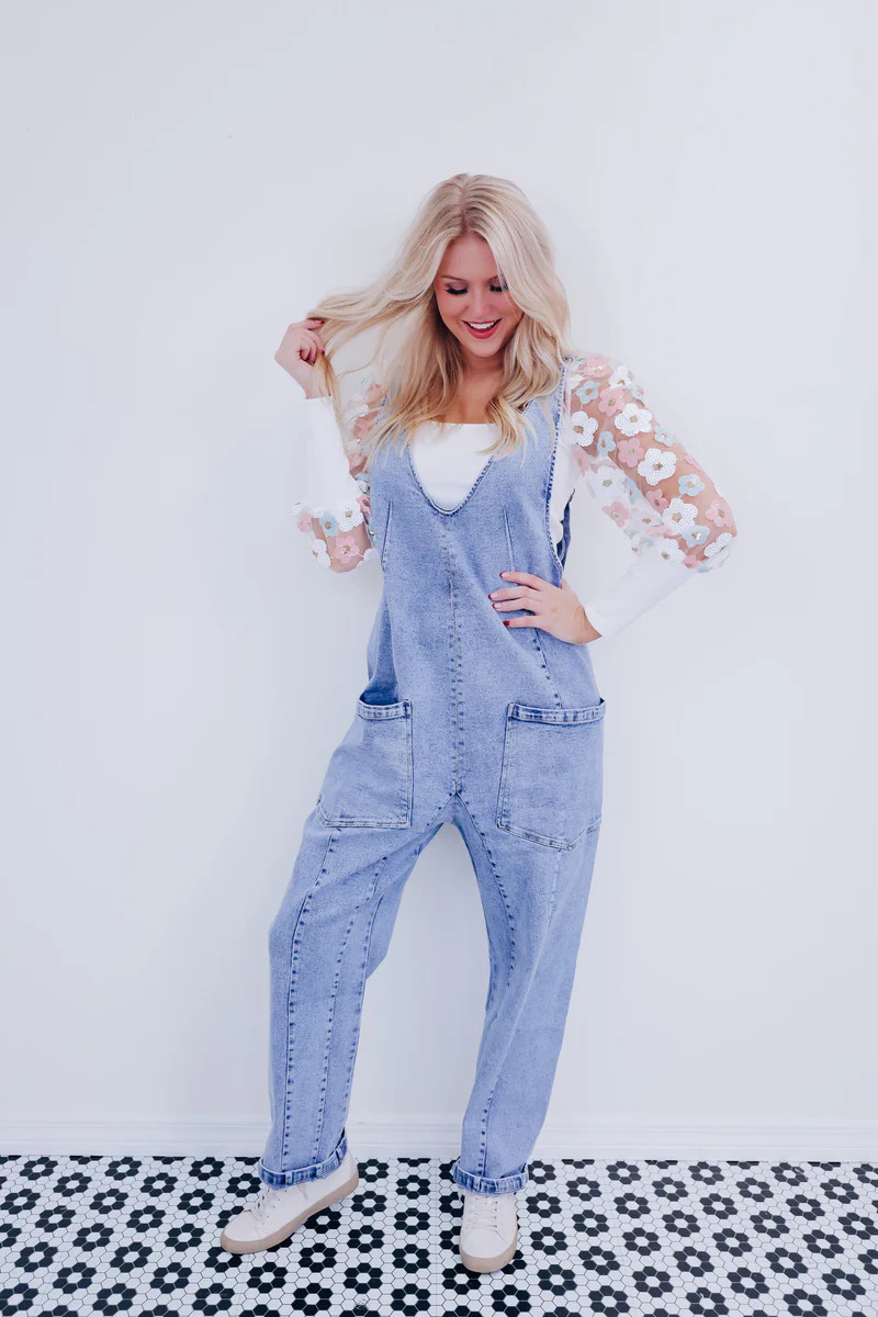 Dayna Denim Jumpsuit - Light Wash | Whiskey Darling Boutique