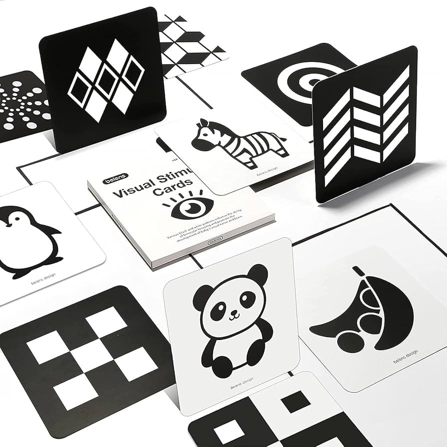 beiens High Contrast Baby Flashcards, Black White Color Newborn Brain Development Toys, Visual Stimulation Learning Activity Cards, Educational Infants Gift (Black & White(for 0-3 Months)) | Amazon (US)