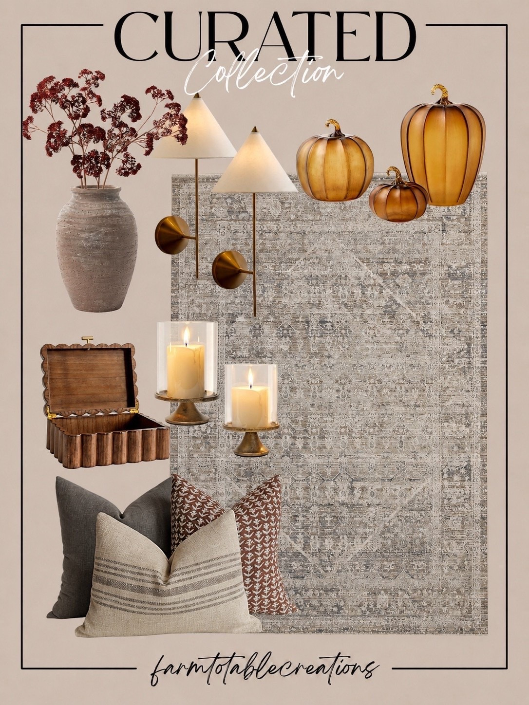 Curated Fall Collection. 🍂The little details are what make a home feel warm, layered, and ready for the season. From timeless pillows and a vintage-inspired rug to warm lighting, textured accents, and glass pumpkins, these are the pieces that create a cozy, designer-inspired look you’ll enjoy year after year.

#LTKHome #FallDecor #HomeDecorFinds #NeutralHome #CozyHome

#LTKHome #LTKSaleAlert #LTKSeasonal
