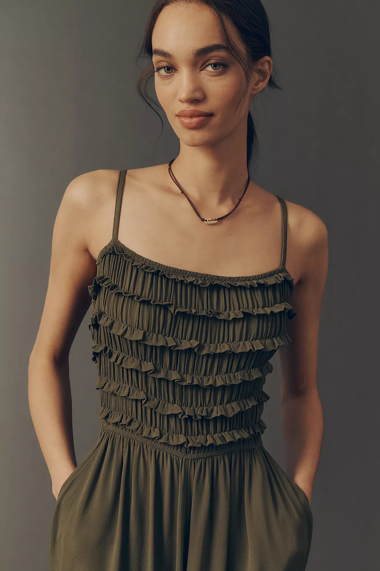 By Anthropologie Pintuck Smocked Jumpsuit | Anthropologie (US)