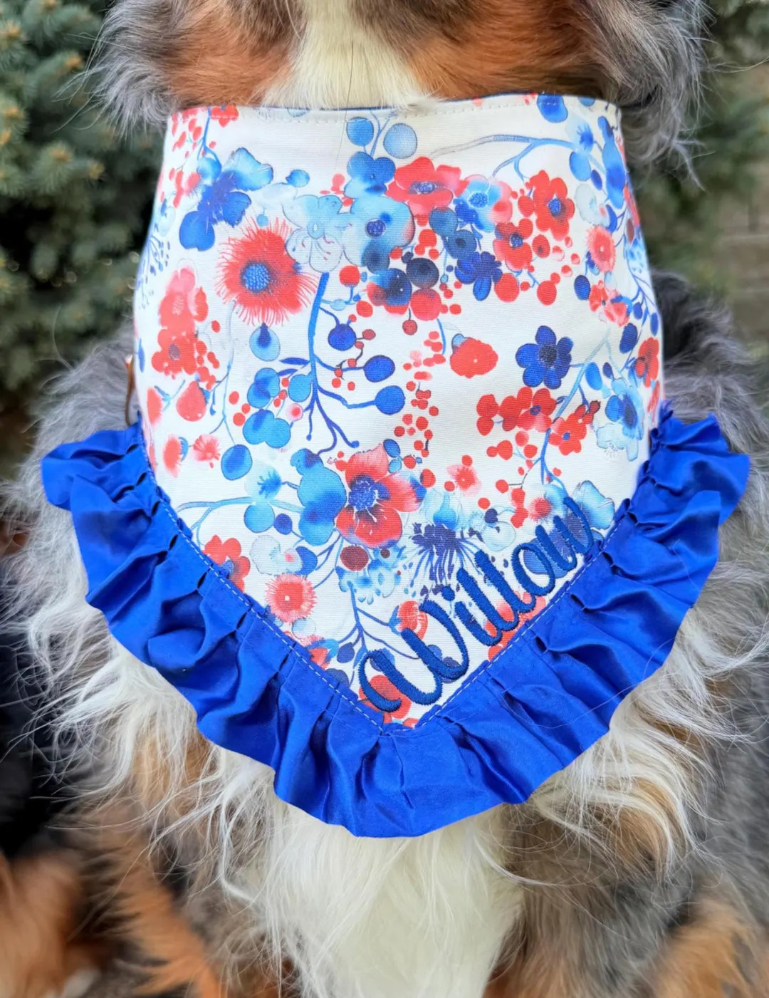 Memorial Day/july 4th Floral Blueberry Reversible Pet Bandana, Tie & Snap Style, Personalizable -... | Etsy (Global)