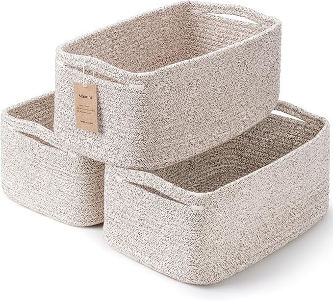 3-Pack Small Storage Baskets for Organizing | Woven Shelf Toy Basket | Rope Baskets for Gifts Emp... | Amazon (US)