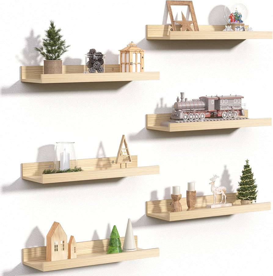 upsimples Floating Shelves for Wall, Wall Shelves for Decor Storage Set of 6, Wall Mounted Wood S... | Amazon (US)