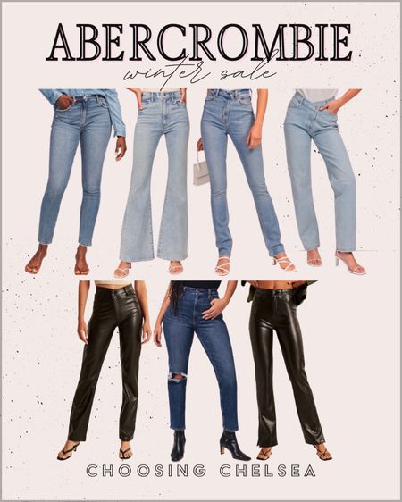 Abercrombie - Abercrombie winter sale - Abercrombie jeans - faux leather pants - denim - jeans on sale - split him pants - flare jeans - straight leg jeans 

#LTKsalealert #LTKstyletip