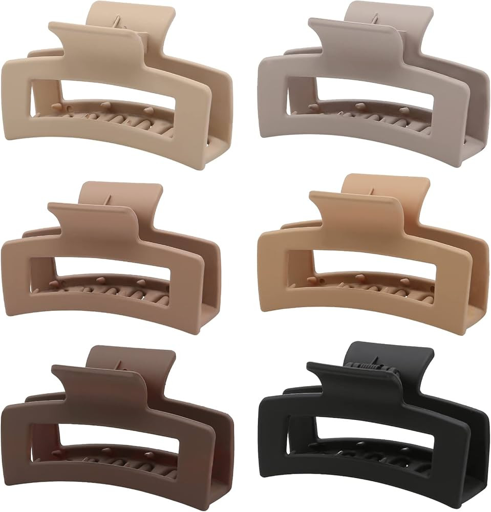 6 PCS Hair Claw Clips, Square Hair Clips for Women Girls, Neutral Colors Rectangular Claw Hair Cl... | Amazon (US)