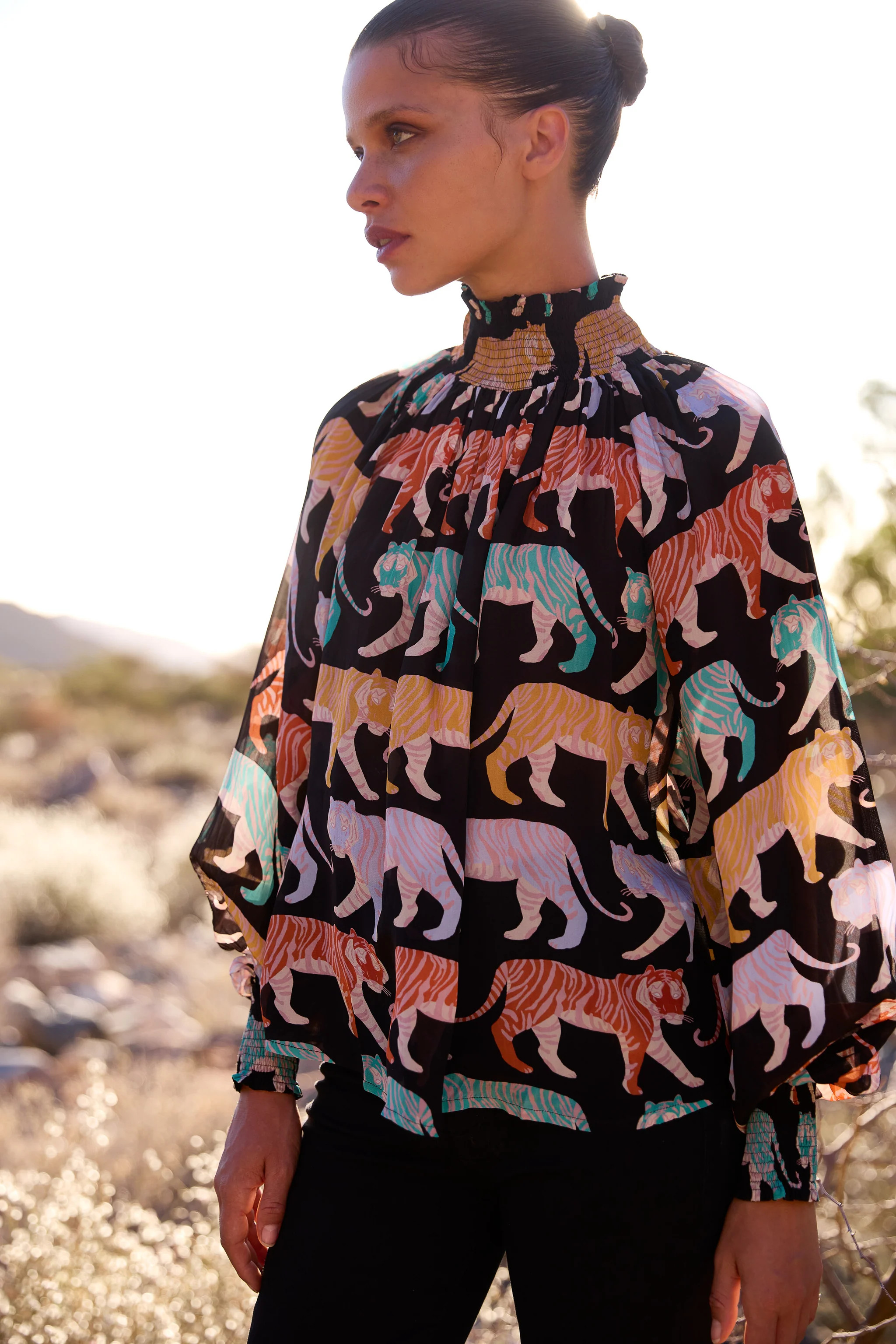 High Neck Blouse- Raj Black | Oliphant Design