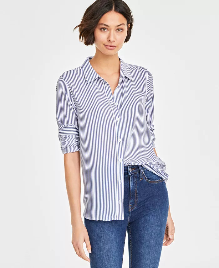 Women's Button-Front Crepe Shirt, Created for Macy's | Macy's