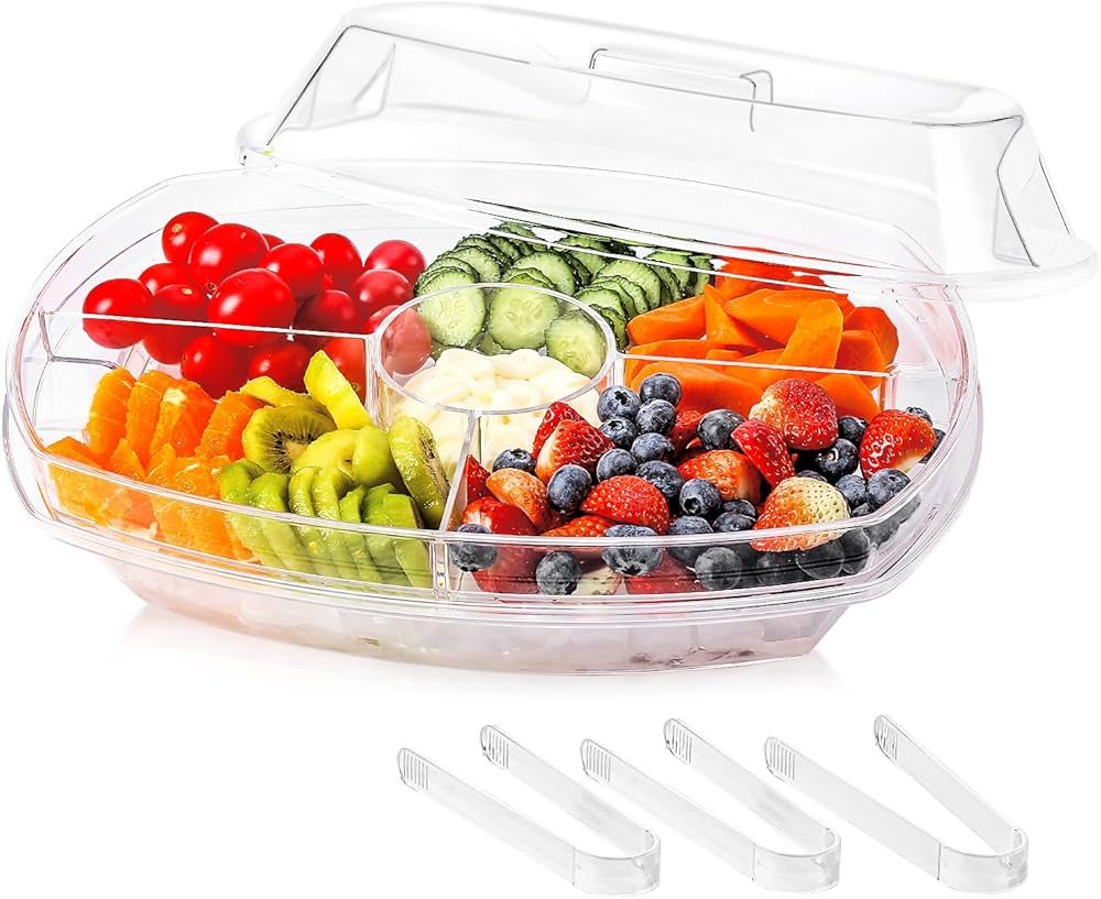 Fruit Ice Serving Tray, Chilled Veggie Tray, Shrimp Cocktail Serving Dish, Appetizer Serving Plat... | Amazon (US)