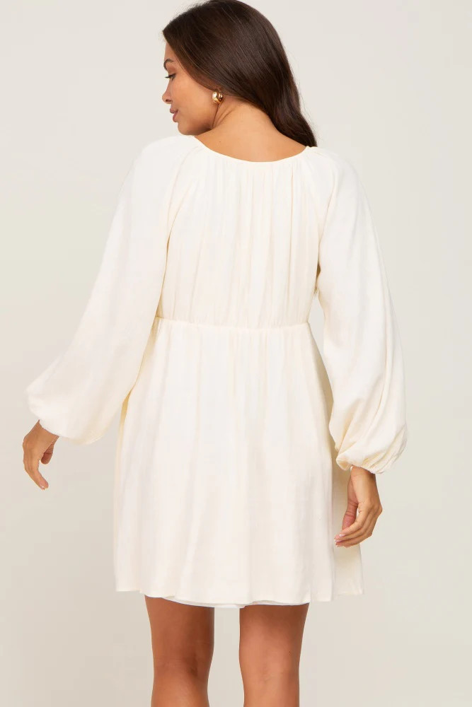 Beige Crochet Lace Button Front Maternity Dress | PinkBlush Maternity