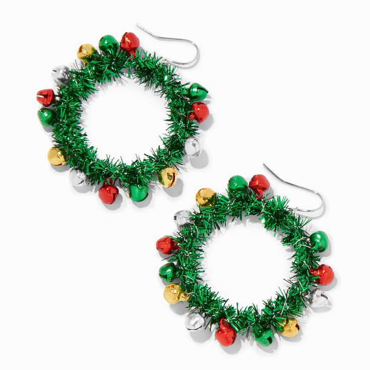 Christmas Tinsel Wreath Hoop Earrings | Claire's (US)